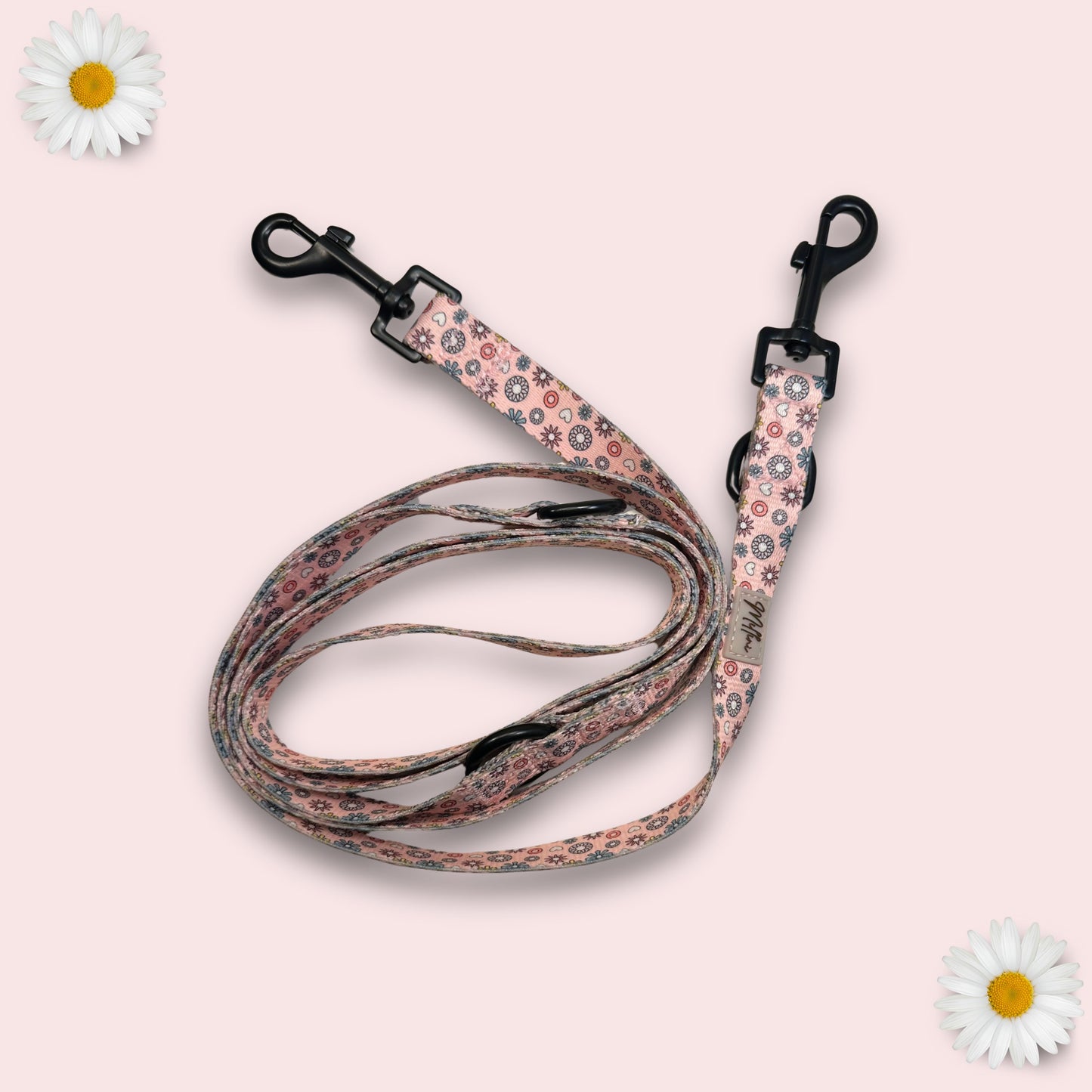 Guinzaglio da addestramento regolabile rosa con fiori
