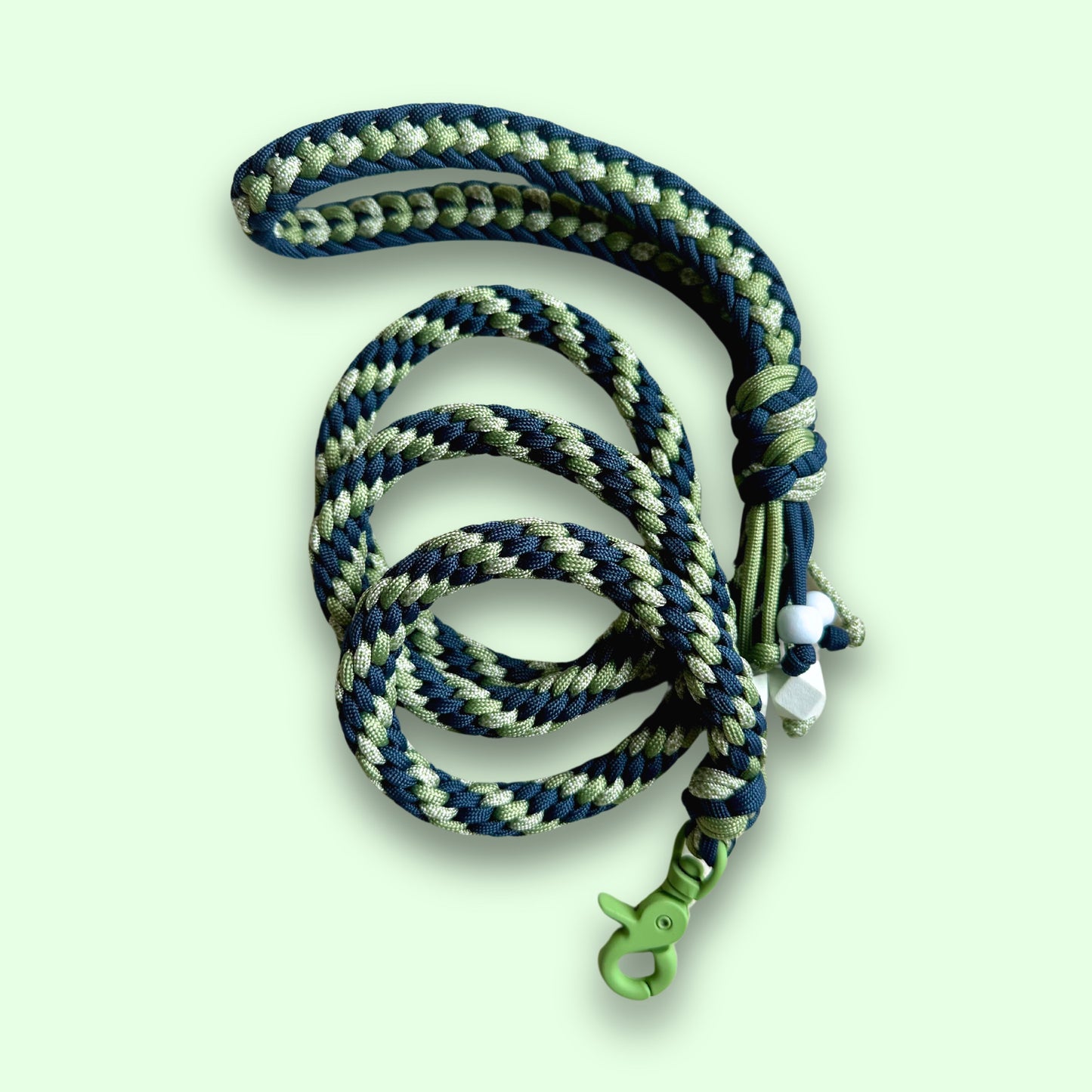 Guinzaglio artigianale verde e blu per cani di tutte le taglie