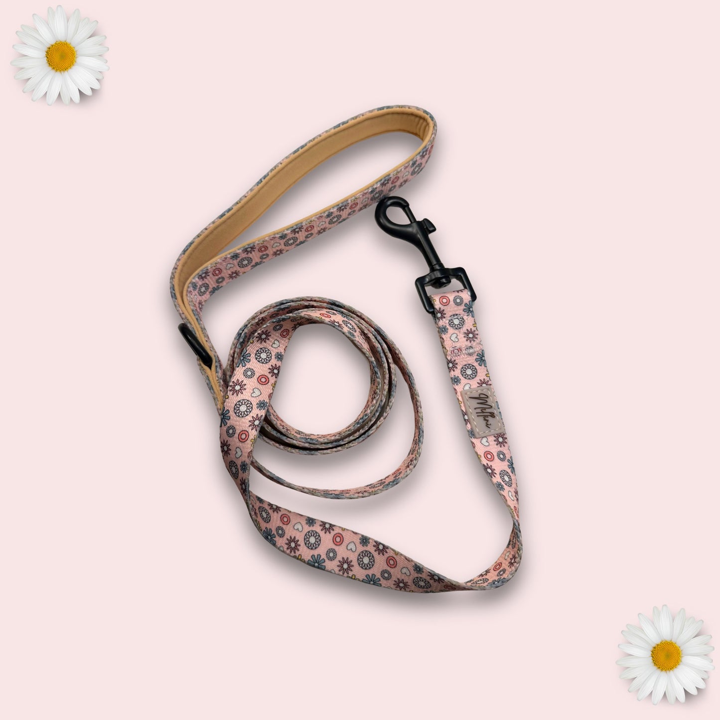 Guinzaglio rosa con fantasia floreale