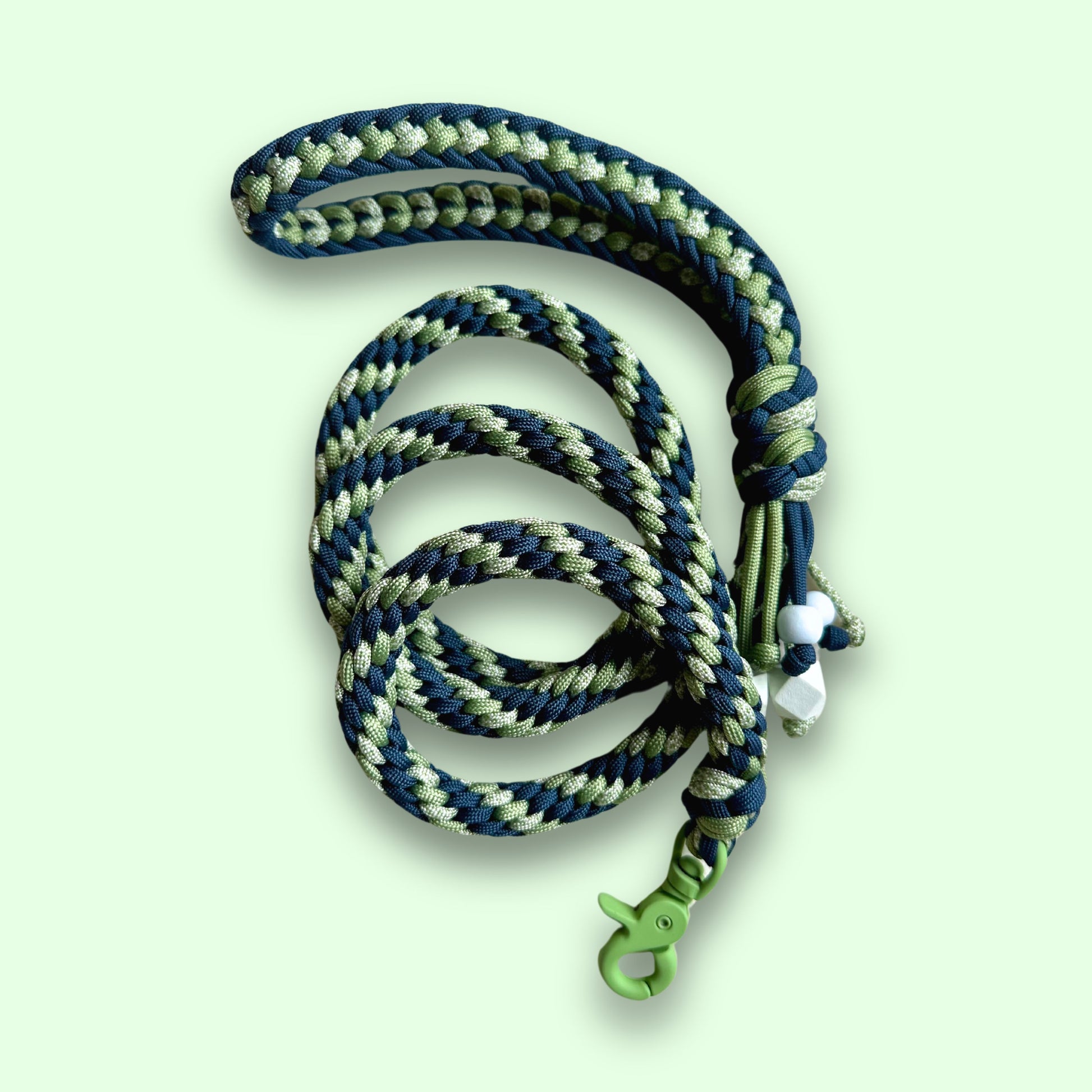Guinzaglio artigianale verde e blu per cani di tutte le taglie